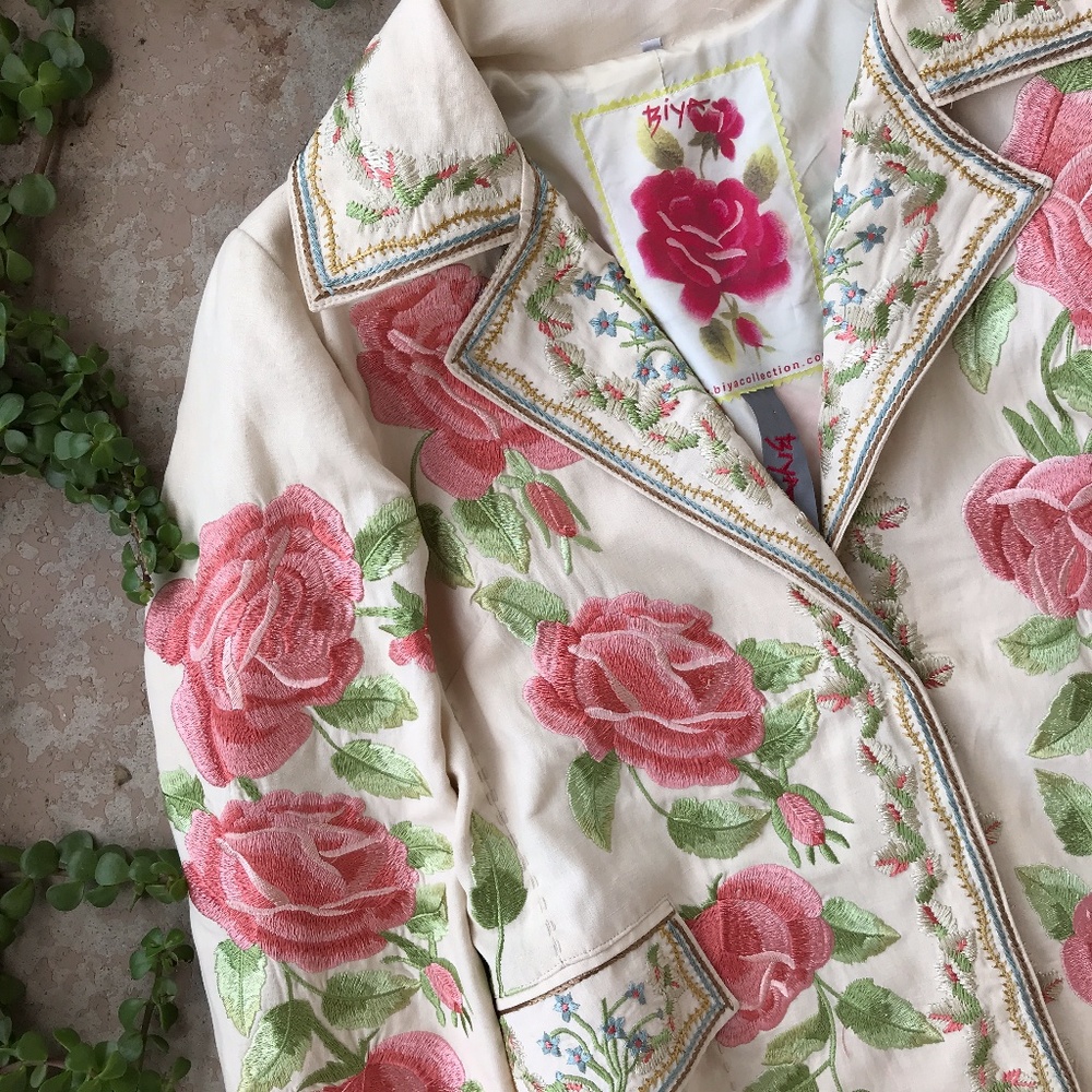 Johnny Was BIYA Embroidered Floral Blazer Jacket